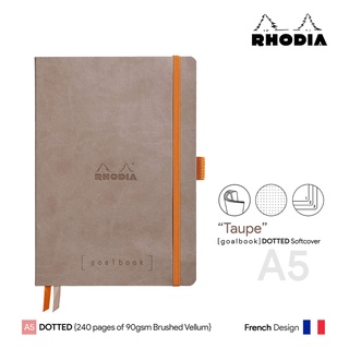 Rhodia Goalbook (A5) Dotted Soft Cover (Taupe) - สมุดโน๊ตปกอ่อน Rhodia ขนาด A5 ลายจุด สีน้ำตาลอมเทา