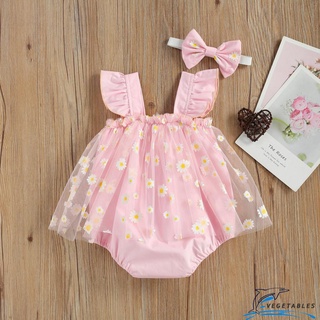 ZHY-Baby Flower Printing Two-pieces Set, Infant Girl´s Square Collar Sleeveless Bodysuit Skirt + Headband Set