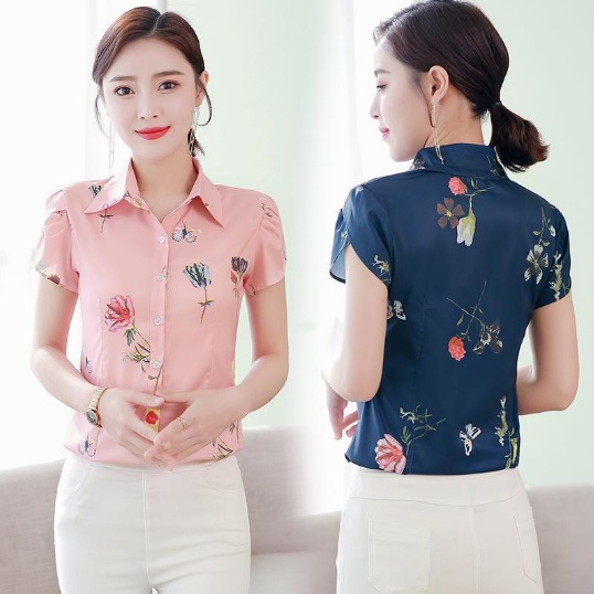 พร้อมส่งในไทยเสื้อเชิ้ตแขนสั้นลายดอก2022 เสื้อผู้หญิง เสื้อแขนสั้นใส่ ...