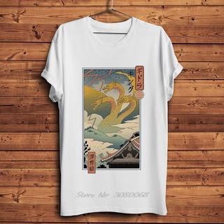 เสื้อยืดแขนสั้นลําลอง พิมพ์ลายมังกร ukiyo-e Dragon Kaiju แฟชั่นฤดูร้อน สไตล์ญี่ปุ่น สําหรับผู้ชาย และผู้หญิง