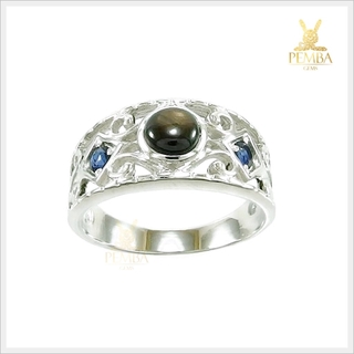 แหวน Black Star Sapphire ฉลุลายเก๋ๆ เสริมเสน่ห์บนนิ้ว แหวนพลอยแท้
