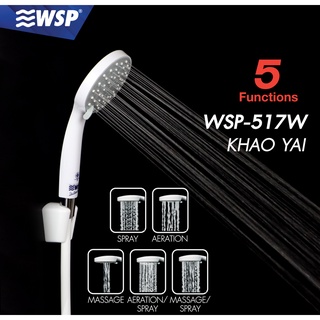 WSP ชุดหัวฝักบัวพร้อมสาย ปรับได้ 5 ระดับ KHAO YAI รุ่น WSP-517W (สีขาว)