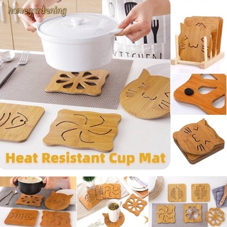 Heat Resistant Wooden Placemat Pan Pot Holder Anti-skid Pad Bowl Tea Coffee Cup Coasters Mat