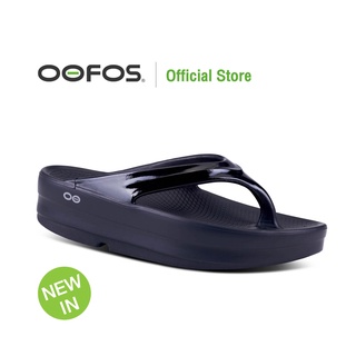 OOFOS Oomega Black (ส้นหนาสีดำ) - รองเท้าแตะเพื่อสุขภาพ นุ่มสบายเท้าด้วยวัสดุอูโฟม บอกลาปัญหาสุขภาพเท้า