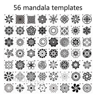St 56 แพ็ค Mandala แผ่นแม่แบบสําหรับใช้ในการเพ้นท์ตกแต่งงานหัตถกรรม