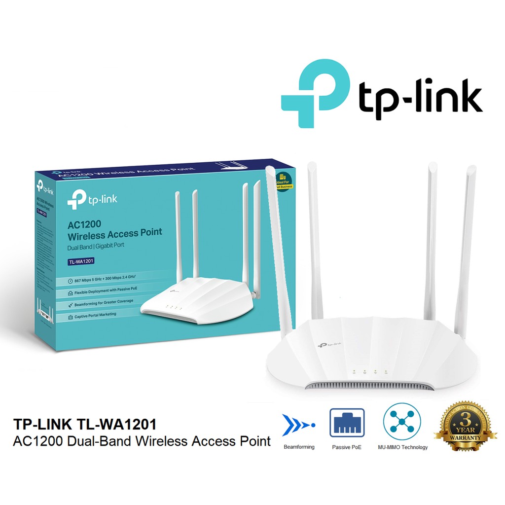 TP-LINK (TL-WA1201) AC1200 Wireless Access Point Dual-Band Wi-Fi ย่านความถี่บนคลื่น 5 GHz