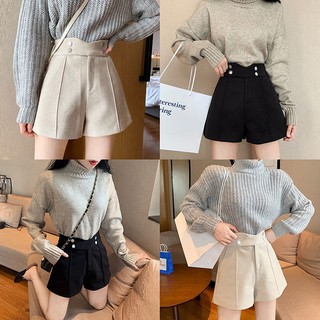 💕 ZuZu 💕กางเกงขาสั้นเอวสูงขากว้างผู้หญิง พร้อมส่ง💖