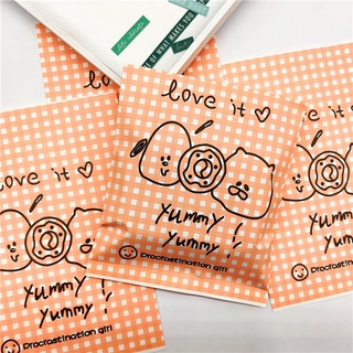 ซองกระดาษใส่ขนมเคลือบไขด้านใน ลายสก็อตสีส้มSnoopy