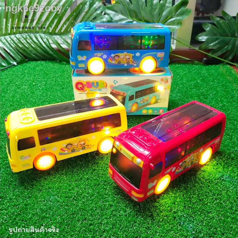 ☌รถของเล่น รถบัส Q-BUS play  มีเสียง มีไฟ3D ล้อหมุนได้รอบทิศทาง ของเล่นเด็ก รถเด็กเล่น [ZX168]