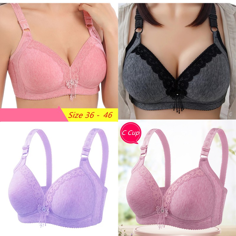 C Cup Bra Non-wired Big Size Bra 36-46 Cotton Bralette Full Cup Push Up Seamless Wireless Bras