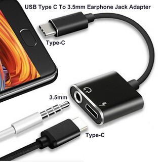 อะแดปเตอร์ แปลง USB Type C To 3.5mm Earphone Jack Adapter Aux Audio Cable Headphone Charger Charging USB-C Converter