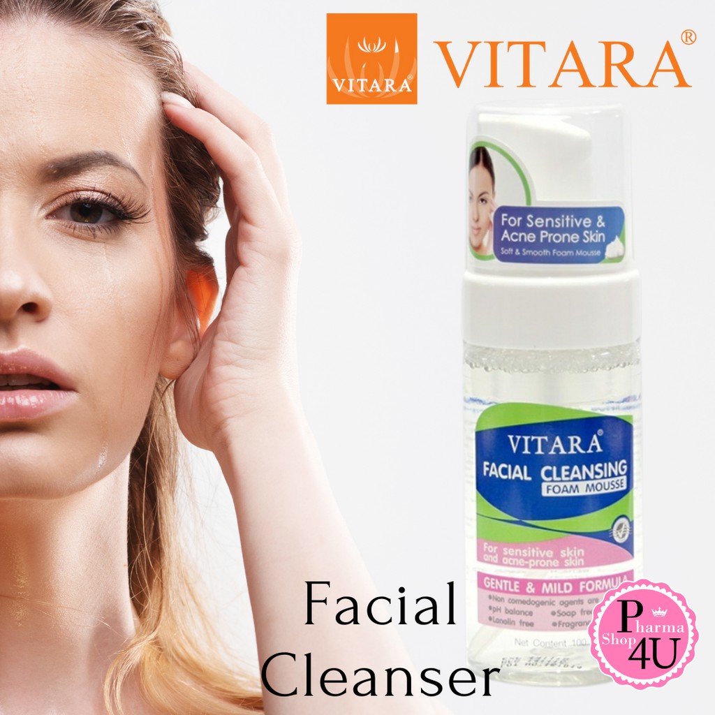 Vitara Facial Cleansing Foam Mousse 100mL ไวทาร่า โฟม มูส ล้างหน้า สูตรอ่อนโยน [159]