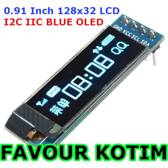 โมดูลจอแสดงผล LCD 0.91 INCH 128X32 I2C IIC SERIAL BLUE OLED FVKOTIM