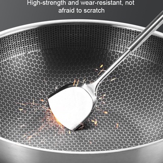 ✤✧Honeycomb Handmade Stainless Steel Wok Without Lid Skillet Thick Wok Frying Pan Non-Stick Non Rusting Gas/Induction Co