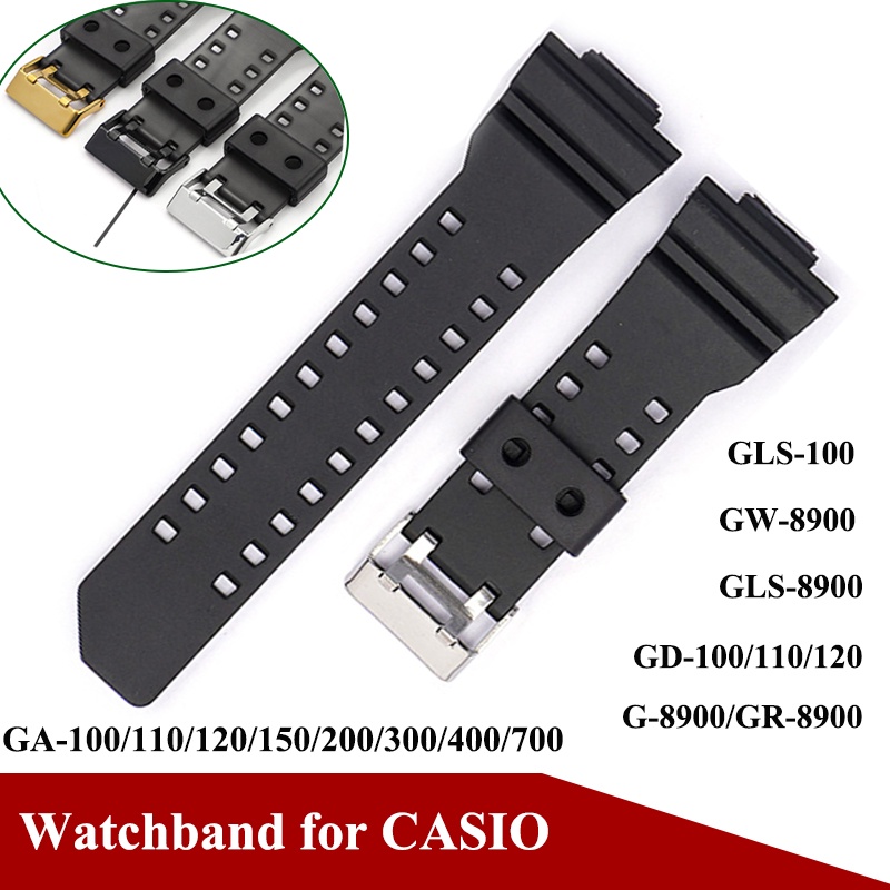 สายนาฬิกาข้อมือยาง กันน้ํา 16 มม. พร้อมหัวเข็มขัด H Style แบบเปลี่ยน สําหรับ Casio G Shock GA-100 110 GD-100 G-8900 GLS-100 8900