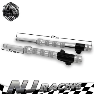 NJ RACING PK กระบอกโช๊คหน้าแต่ง+แกนสีเงิน-Silver ( รุ่นดรัมเบรค ) WAVE100 /110  / 125 ดรีม รุ่นดรัมเบรคหน้า พร้อมใช้งาน