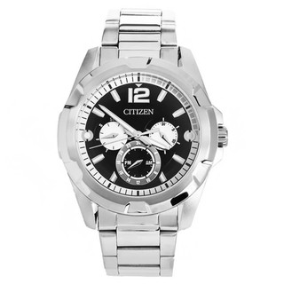 CITIZEN Quartz Mens Watch Black Dial Stainless รุ่น AG8330-51E - Silver/Black-White