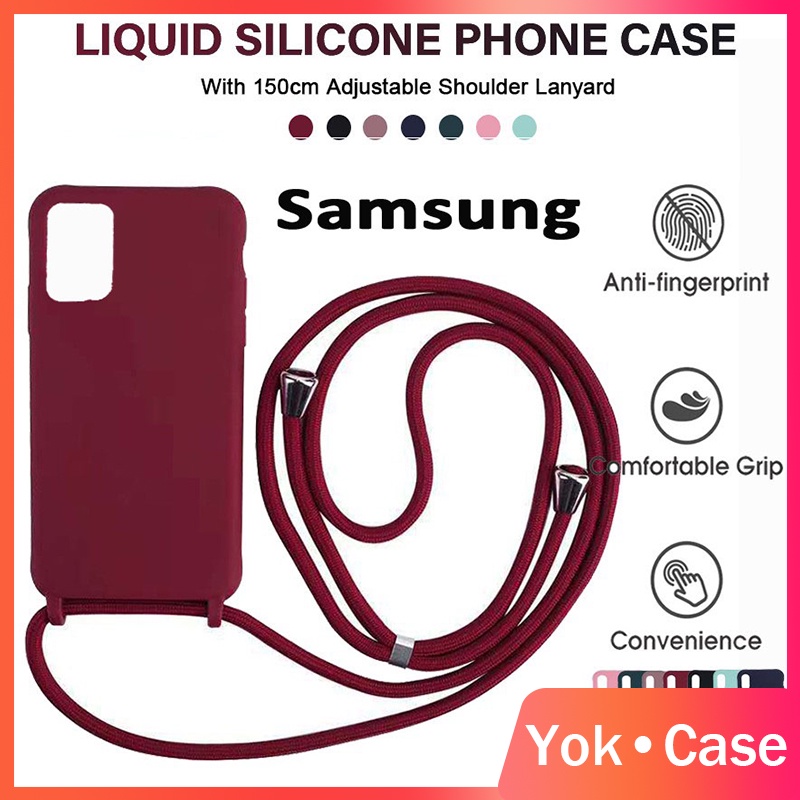 SAMSUNG ปลอกSamsung S9 S10 Plus S10E S10Lite Note10 Liteซิลิโคนเหลวเคสโทรศัพท์ปรับสร้อยคอไหล่เชือกเส