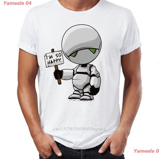 ผ้าฝ้ายคอกลมYameela 04 New เสื้อยืดแฟชั่นผู้ชายคอกลมพิมพ์ลาย Marvin The Paranoid Android Hitchikers Guide To The Galaxy