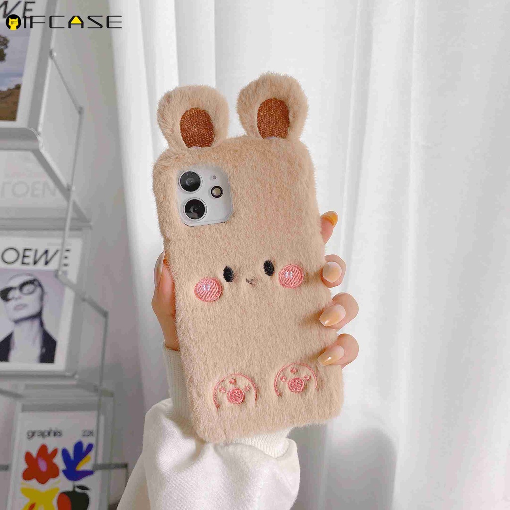 Xiaomi Poco X3 GT F3 Redmi K40 K30 K20 Note 7 Pro 7A 6 6A Pro 5 Plus Phone Case Hairy Plush Carrot Rabbit Winter Warm Cute Cartoon Pink Soft TPU Casing Cases Case Cover #8