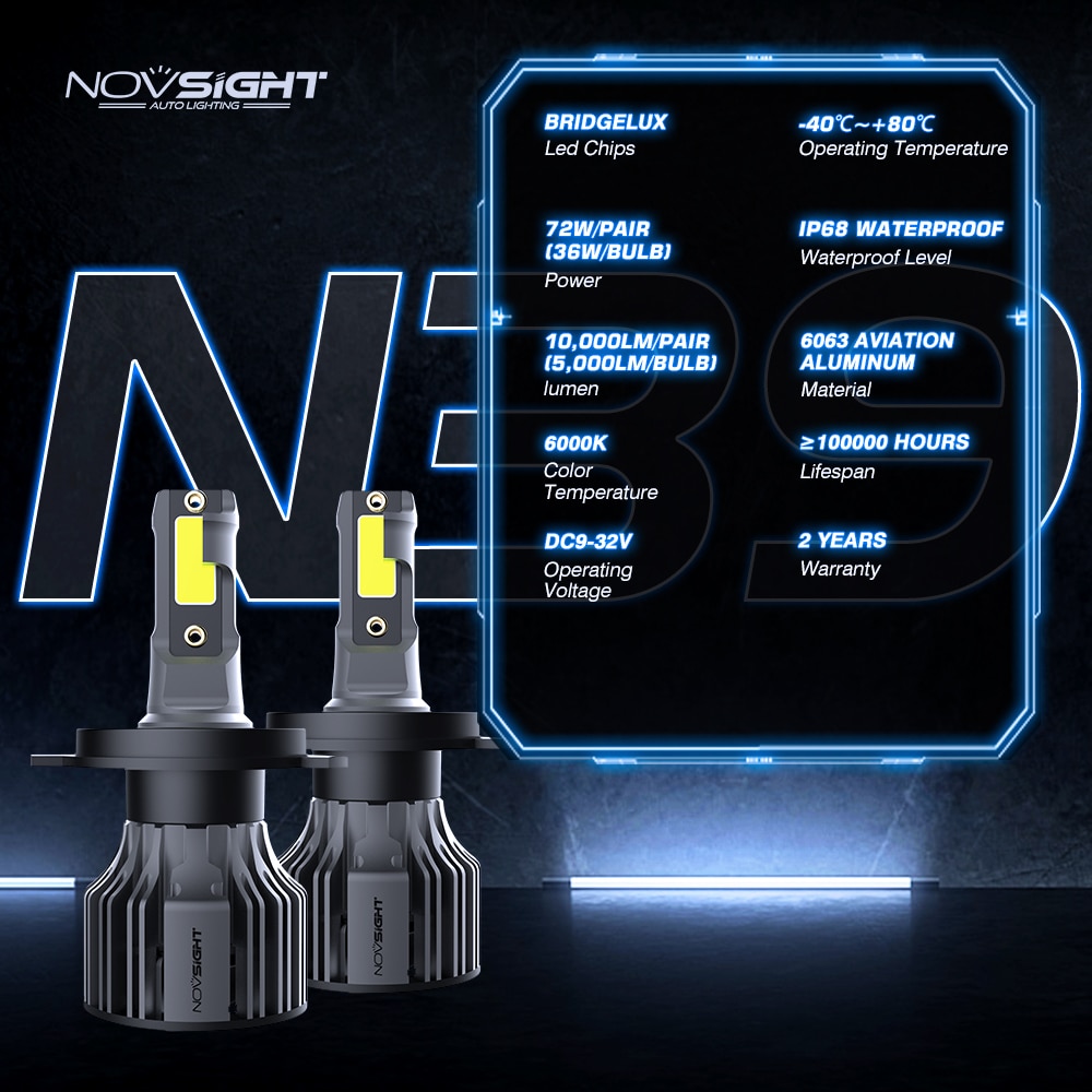 Novsight N39 หลอดไฟหน้า H4 Led H11 9005 9007 สําหรับรถยนต์ Turbo Led 12V - รูปที่ 3