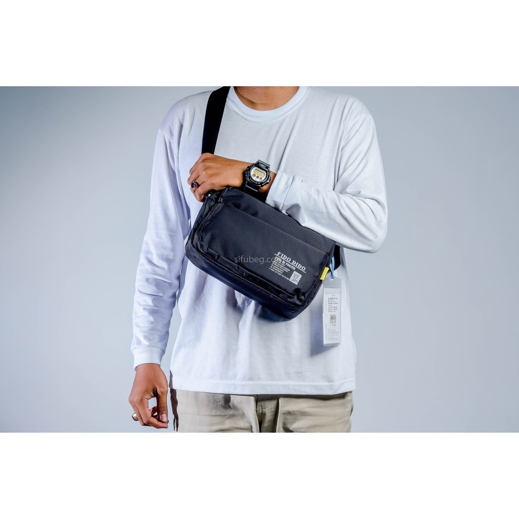 FIDO DIDO LIGHTWEIGHT BLACK SLING BAG (LARGE)