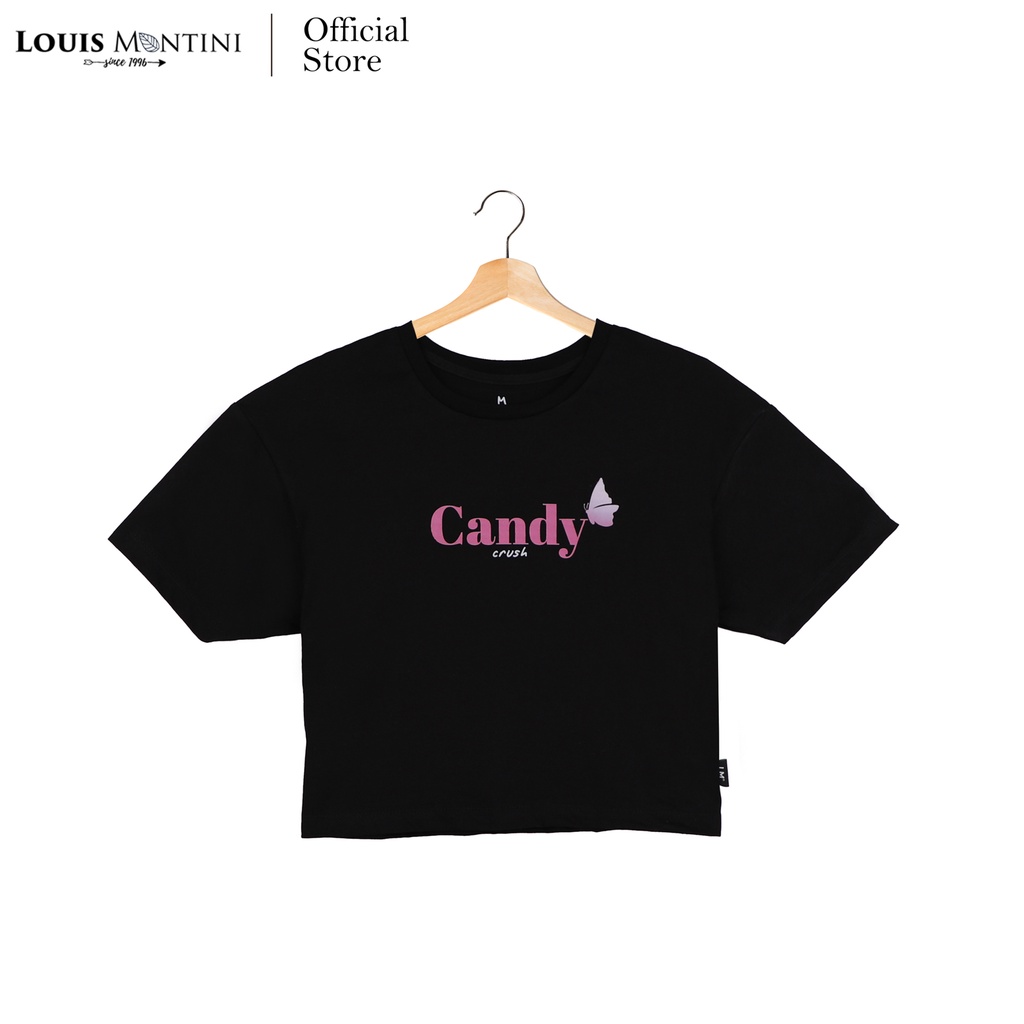 Louis Montini เสื้อครอปผู้หญิง 100% Cotton Women Crop tops (Candy crush) LMTS04
