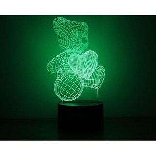 โคมไฟ LED ตกแต่ง รูปหมี ภาพเสมือน 3 มิติ เปลี่ยนสีเองได้ x 1 อัน