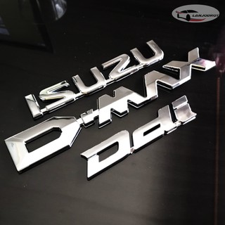 ชุด 3 ชิ้น ป้ายโลโก้ ตัวนูน ISUZU D-MAX Ddi ติดท้ายรถกระบะ สีโครเมี่ยม สำหรับ All New Isuzu D-MAX 2012-2018