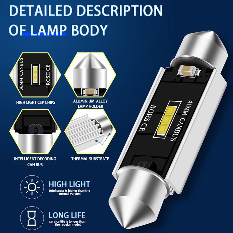 หลอดไฟอ่านหนังสือ Led C5W CSP CANBUS 41 มม. 31 มม. C5W สีขาว สําหรับติดป้ายทะเบียนรถยนต์ 1 ชิ้น ราคา ถูกที่สุด ดีลบีเคเค แกลเลอรีภาพที่ 6