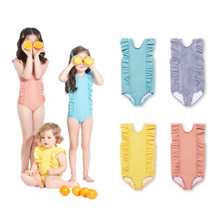 KIDSUMPLAY GIRLS FRILL SWIMSUIT ชุดว่ายน้ำวันพีชกัน UV สำหรับเด็ก