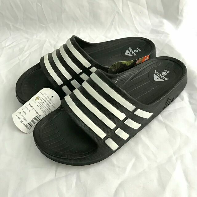 ADDA 55R01 ของแท้รองเท้าแตะแบบสวมหญิง,ชายSize4-10สีดำแถบขาว