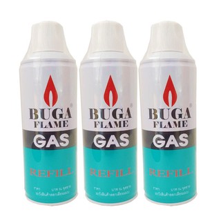 BUGA FLAME GAS แก๊สเติมไฟแช็คกระป๋อง ขนาด 375มล หรือ 290 กรัม จำนวน 3 กระป๋อง