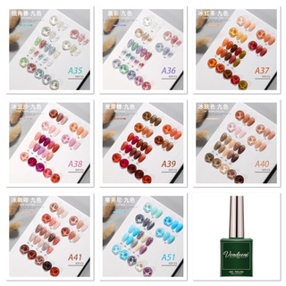 สีvendeeni สีไซรัป กลิสเตอร์ ลูกแก้ว สีพื้น🌈💅🏻15ml สีแน่น ไม่หด❇️เซ็ต9สี🌟💎แถมฟรีชาร์จสีค่ะ