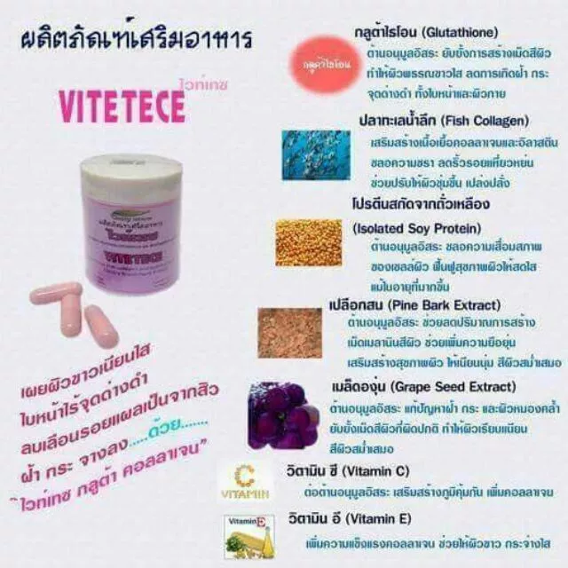 ไวท์เทซ Vitetece อาหารเสริมสุขภาพ ผิวขาวกระจ่างใส thumbnail 6
