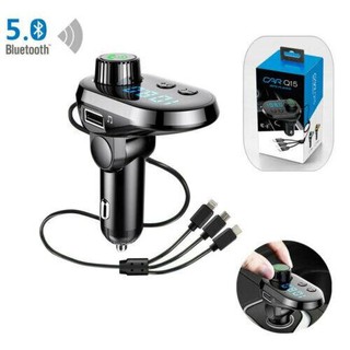 Q15 Car Kit  Car Bluetooth เครื่องเล่นเพลง MP3 วิทยุ FM Transmitter Charger 5v 2 . 1 A พร้อมหน้าจอ Led สีฟ้า