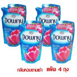 Downy ดาวน์นี่ กลิ่นหอมสดชื่นยามเช้า ผลิตภัณฑ์ปรับผ้านุ่ม สูตรเข้มข้นพิเศษ 630 มล x4