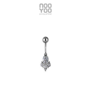 NooYoo จิวสะดือสำหรับผิวแพ้ง่าย Tribal Cubic Zirconia Surgical Steel