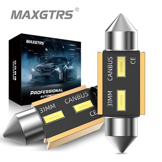 Maxgtrs หลอดไฟ LED 12v 31 มม. 36 มม. 41 มม. C5W สีขาว สําหรับติดป้ายทะเบียนรถยนต์ 2 ชิ้น