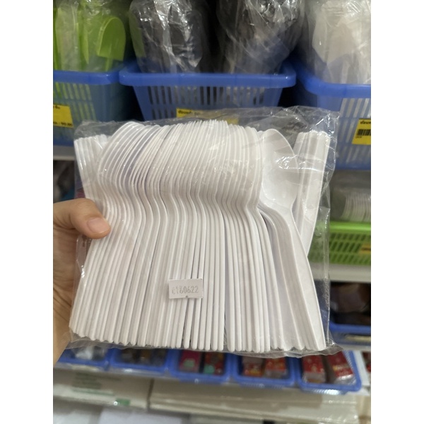 ช้อนพลาสติก ส้อมพลาสติก แพค 100 ชิ้น