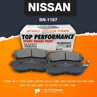 (ประกัน 3 เดือน) ผ้าเบรค หน้า NISSAN TEANA J31 / CEFIRO A32 A33 / 350Z / BLUEBIRD U13 - TOP PERFORMANCE JAPAN - BN 11...