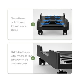 Orico ABS คอมพิวเตอร์ CPU ขาตั้งล้อที่มีเสถียรภาพแนวตั้งสําหรับกรณีคอมพิวเตอร์ PC Tower กันน้ําความร้อน Hollow Design