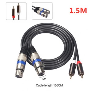 1.5 ม. 4.9 ฟุต dual xlr female to dual rca male อุปกรณ์สายเคเบิ้ลเชื่อมต่อเสียง