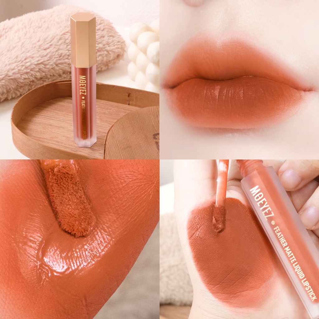 สีแซ่บ คร๊าาา ส่งฟรี!! โมอายซ์ ฟีเธอร์ แมทท์ ลิควิด ลิปสติก ซี06 ลิปทุกสามชิ้นทุกสี รับของแถมฟรีจ้า