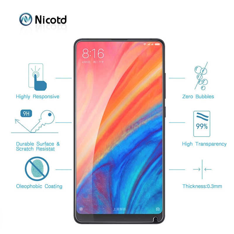 Nicotd 9Hกระจกนิรภัยป้องกันการระเบิดสําหรับXiaomi Mi Mix 2s 2 Max 3 ป้องกันหน้าจอสําหรับXiaomi Mi 8 8SE 6 5x 6Xฟิล์มแก้ว