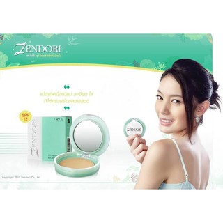 Zendori UV Oil-Free Foundation SPF12 ขนาด10g แป้งเซนโดริ ยูวี ออยล์ฟรี แป้งตลับเขียว