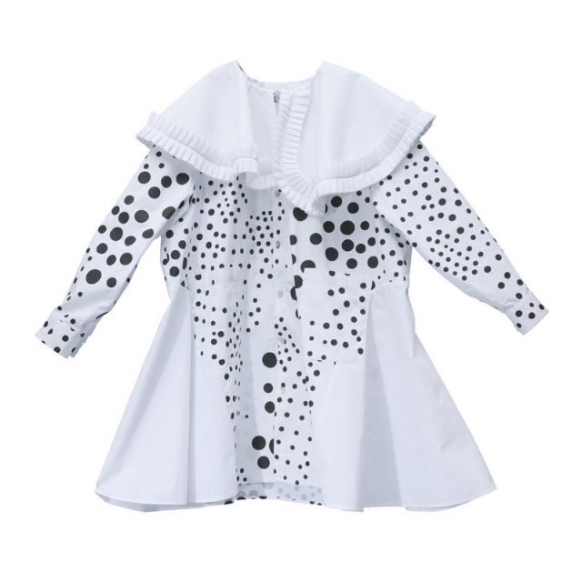 เดรสoversizeสุดชิค Runway polka dot dress