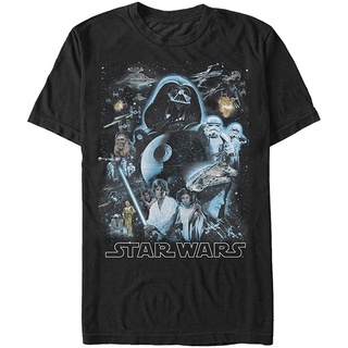 100%cotton เสื้อยืดคอวีผู้ชาย Star Wars Mens Galaxy Of Graphic T-Shirt men เสื้อ ยืด ผู้ชาย คอกลม โอเวอร์ ไซส์