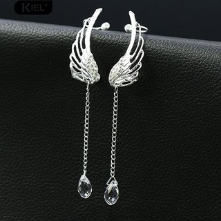 Kiel เทวดา Hollow Teardrop Dangle หูกระดุมข้อมือต่างหูกระดุมไม่เจาะ