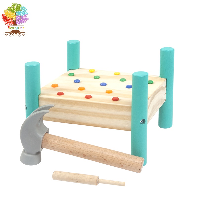Treeyear Montessori ค้อนไม้ของเล่นเสริมการเรียนรู้เด็ก